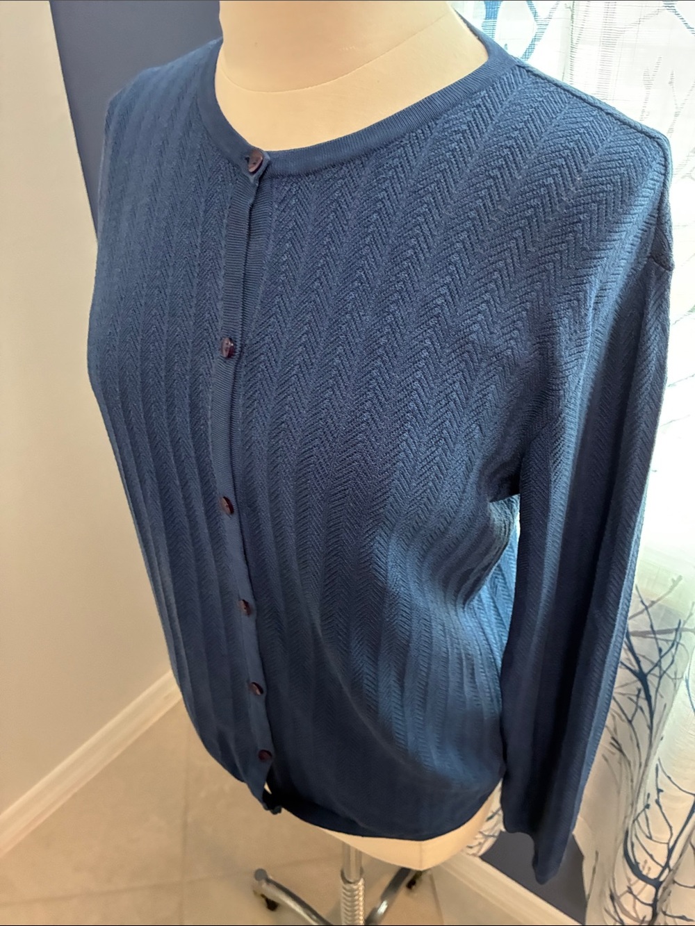 Talbots Classic Navy Button-Front Cardigan
